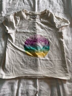 SO Cream Tee with Purple, Green and Yellow Galaxy Graphic